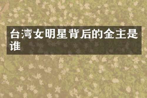 台湾女明星背后的金主是谁