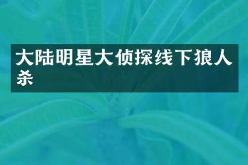 大陆明星大侦探线下狼人杀