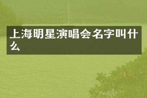 上海明星演唱会名字叫什么