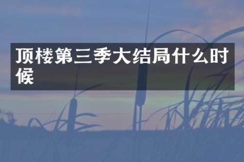 顶楼第三季大结局什么时候