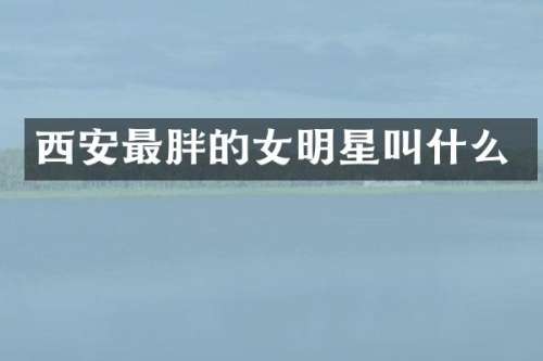 西安最胖的女明星叫什么