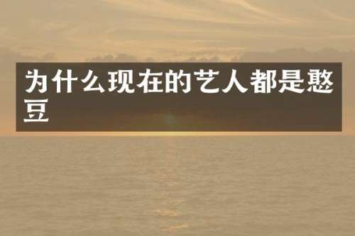 为什么现在的艺人都是憨豆