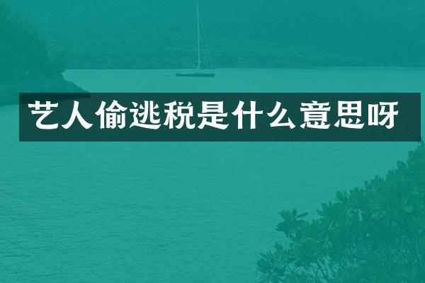 艺人偷逃税是什么意思呀