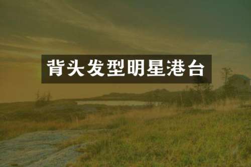 背头发型明星港台