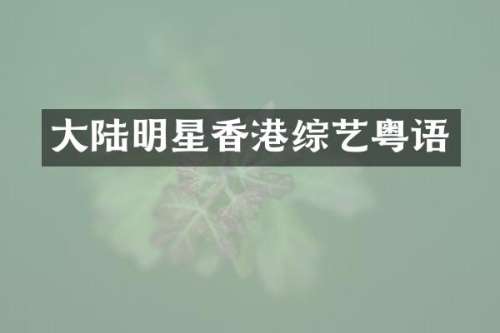 大陆明星香港综艺粤语