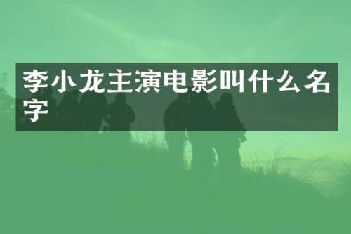李小龙主演电影叫什么名字