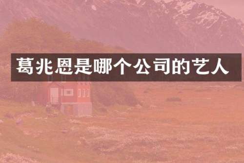 葛兆恩是哪个公司的艺人
