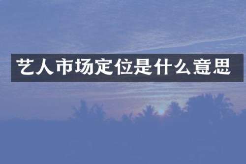 艺人市场定位是什么意思