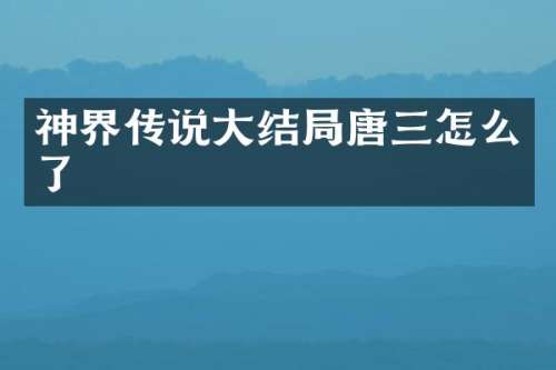 神界传说大结局唐三怎么了