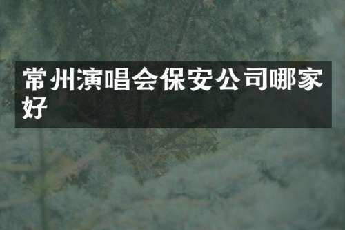 常州演唱会保安公司哪家好