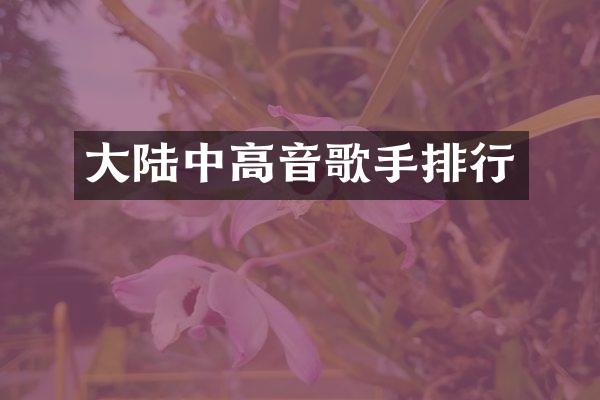 大陆中高音歌手排行