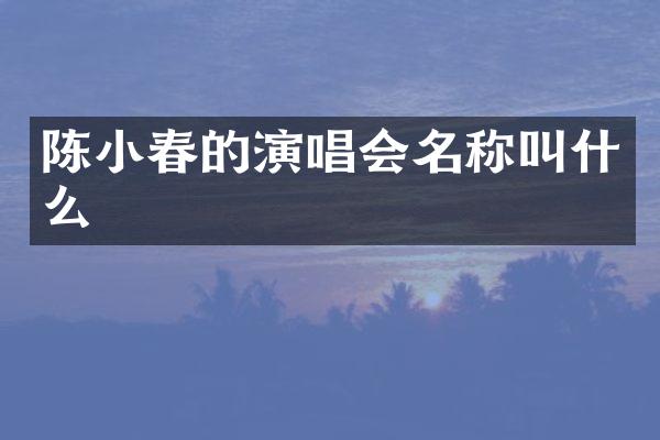 陈小春的演唱会名称叫什么