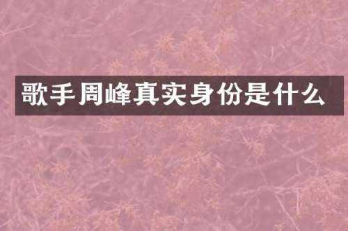歌手周峰真实身份是什么