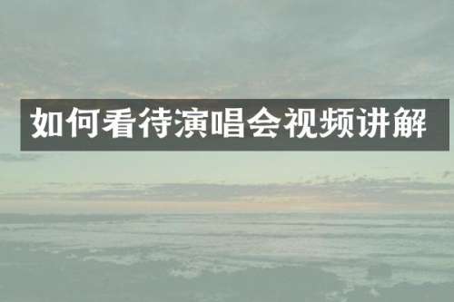 如何看待演唱会视频讲解