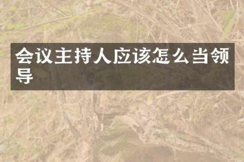 会议主持人应该怎么当领导