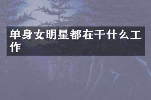 单身女明星都在干什么工作