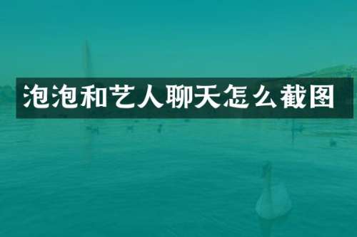 泡泡和艺人聊天怎么截图