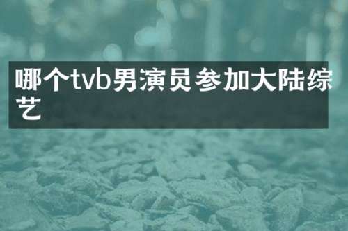 哪个tvb男演员参加大陆综艺