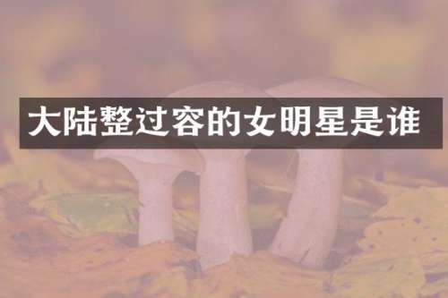 大陆整过容的女明星是谁