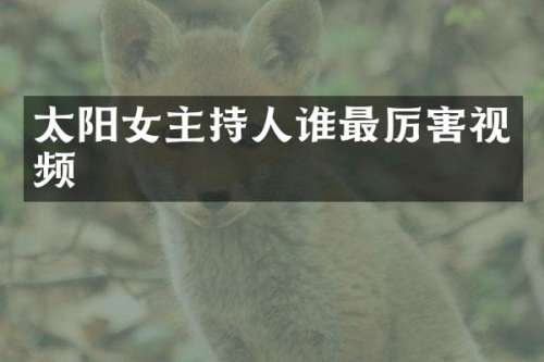太阳女主持人谁最厉害视频
