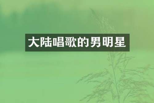 大陆唱歌的男明星