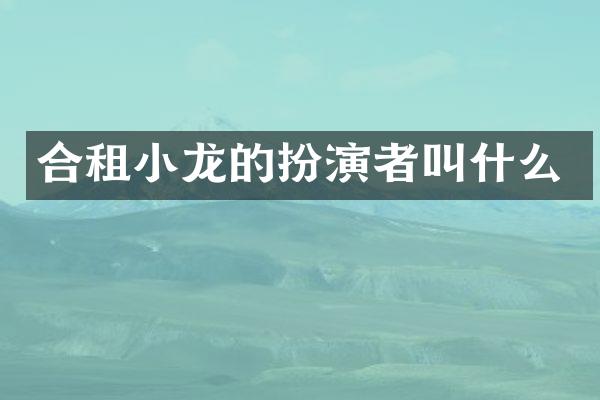 合租小龙的扮演者叫什么