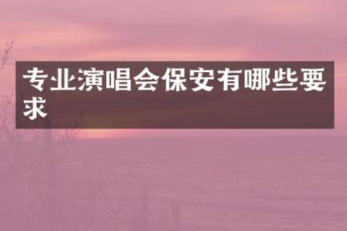 专业演唱会保安有哪些要求