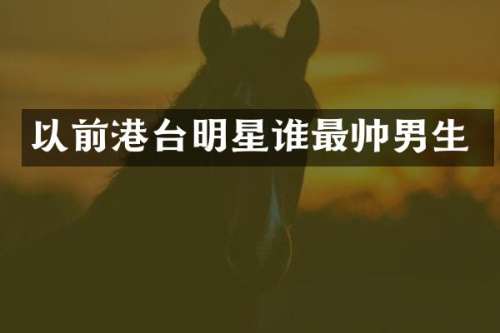 以前港台明星谁最帅男生