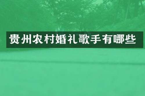 贵州农村婚礼歌手有哪些