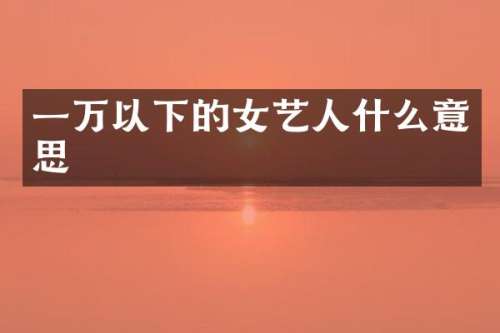 一万以下的女艺人什么意思