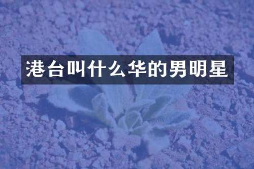 港台叫什么华的男明星