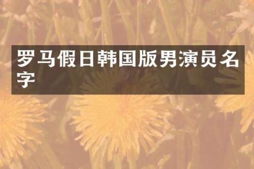 罗马假日韩国版男演员名字