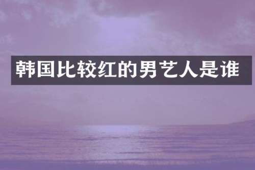 韩国比较红的男艺人是谁