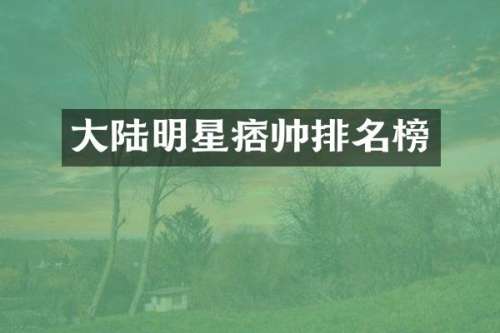 大陆明星痞帅排名榜