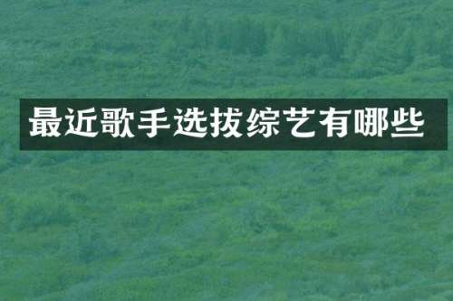 最近歌手选拔综艺有哪些