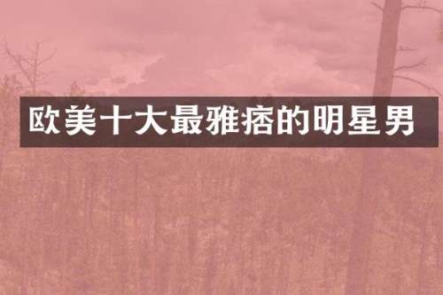 欧美十大最雅痞的明星男