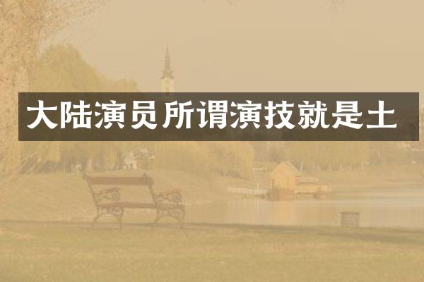 大陆演员所谓演技就是土