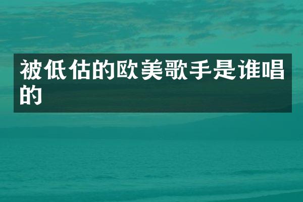 被低估的欧美歌手是谁唱的