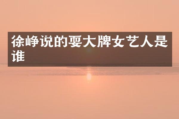 徐峥说的耍大牌女艺人是谁