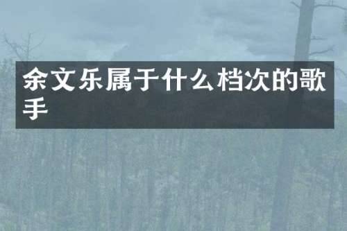 余文乐属于什么档次的歌手