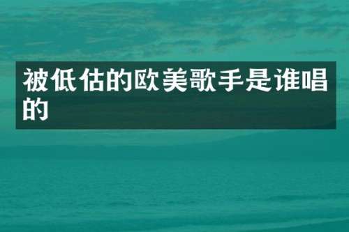 被低估的欧美歌手是谁唱的