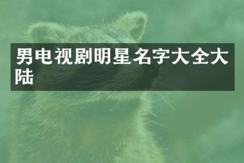 男电视剧明星名字大全大陆