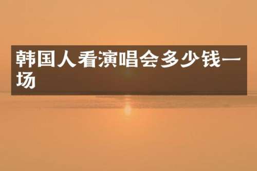 韩国人看演唱会多少钱一场