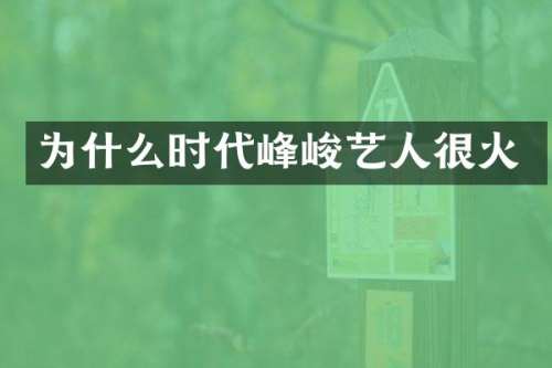 为什么时代峰峻艺人很火