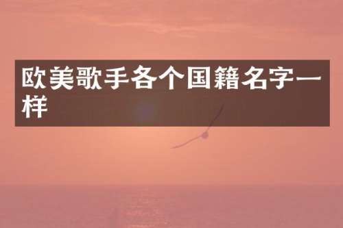 欧美歌手各个国籍名字一样