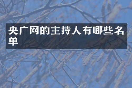 央广网的主持人有哪些名单