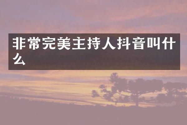 非常完美主持人抖音叫什么