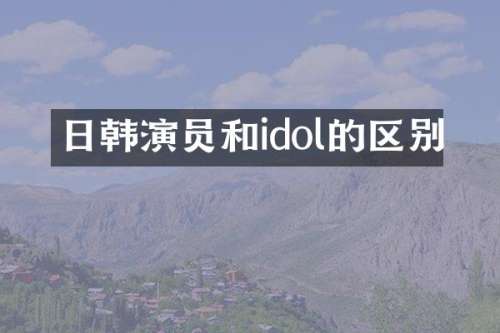 日韩演员和idol的区别