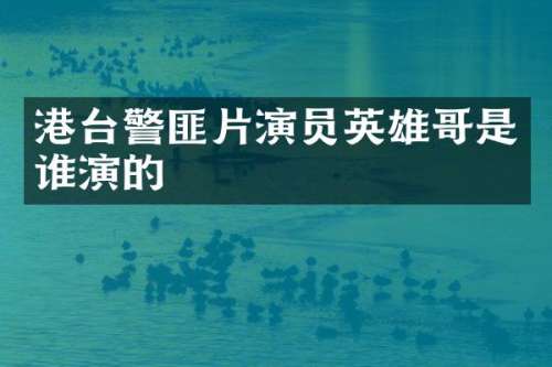 港台警匪片演员英雄哥是谁演的