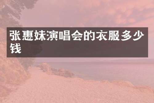 张惠妹演唱会的衣服多少钱